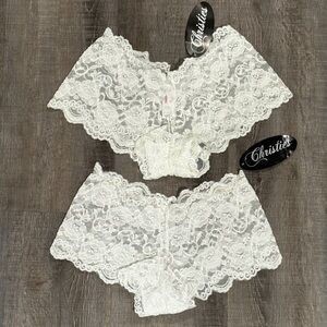 💞 New Set of 2 Women’s Size Small White Lace Cheeky Hipster Panties Underwear